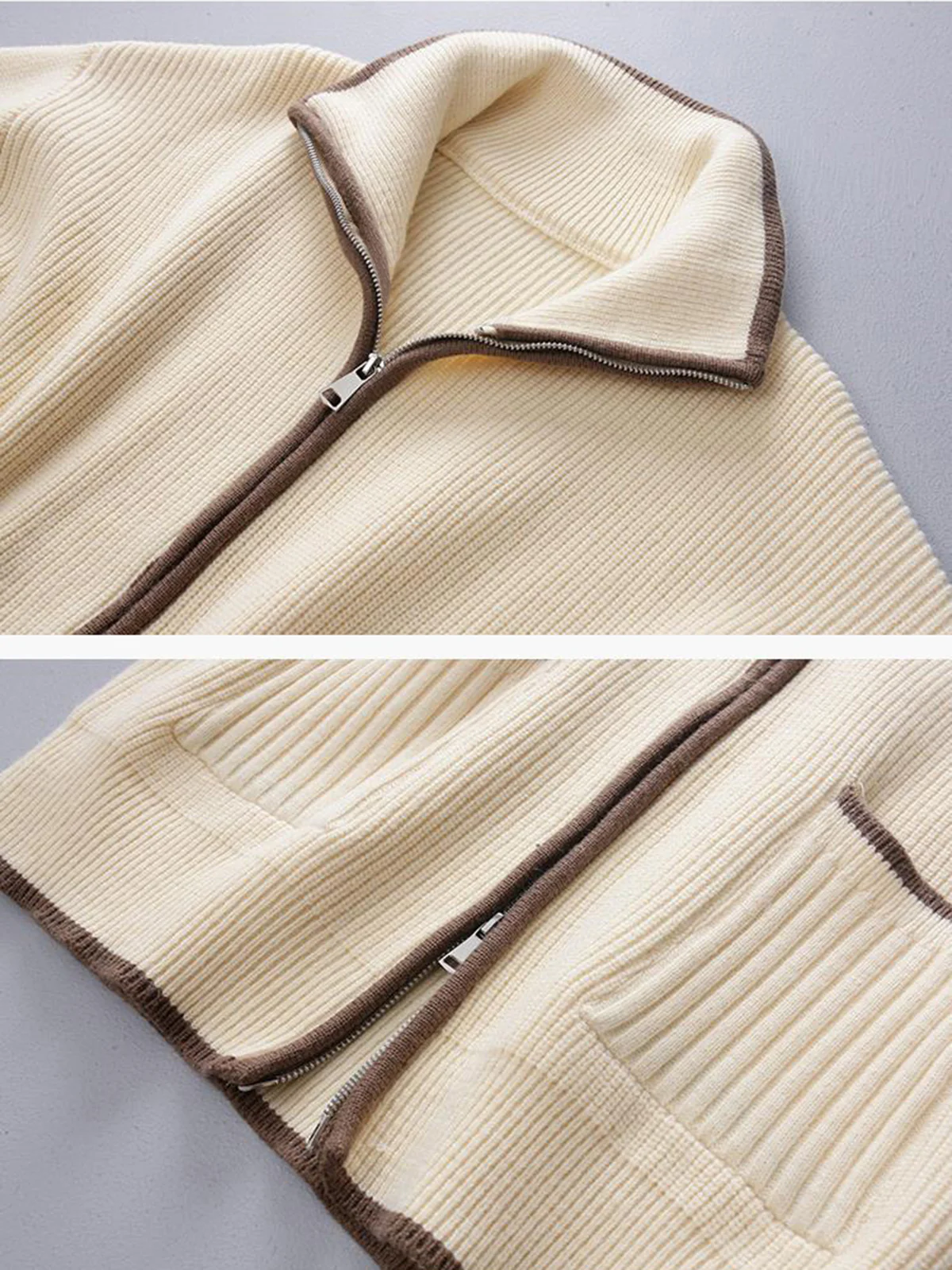 Oversized Loaf Zip Collared Cardigan - Image 3