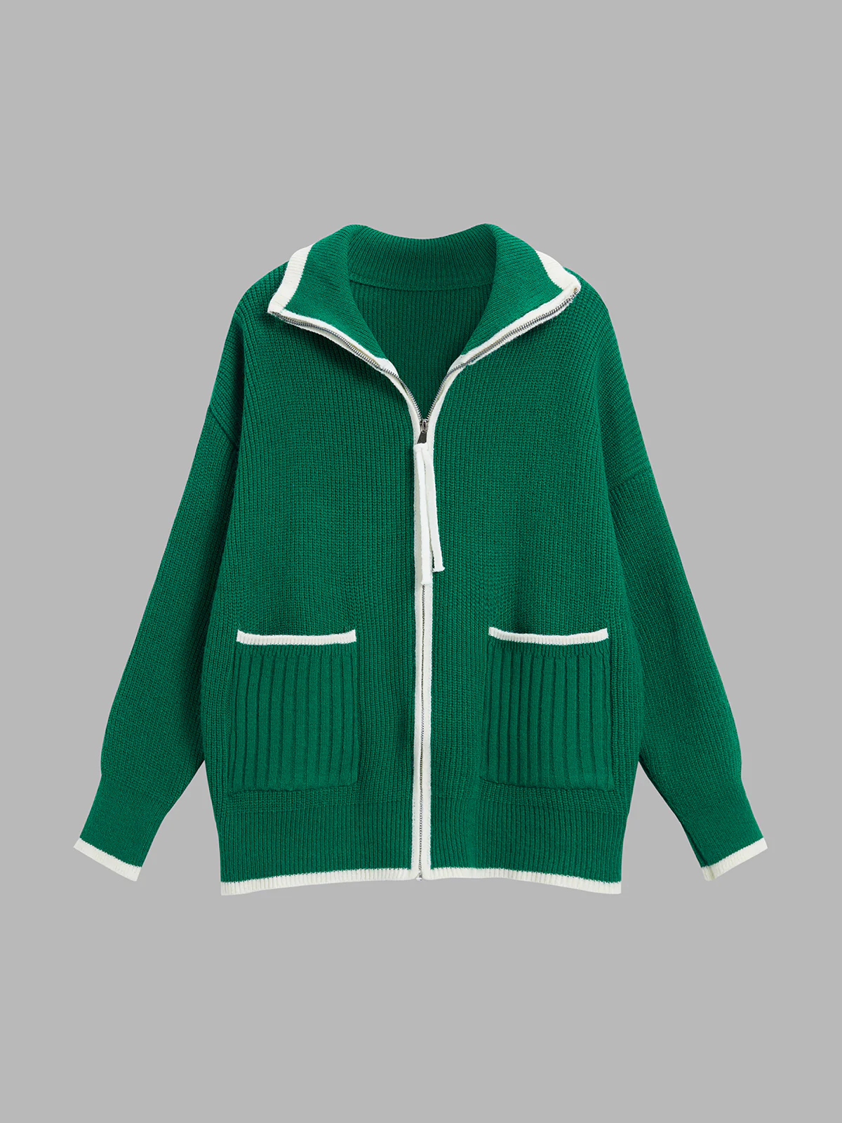Oversized Loaf Zip Collared Cardigan - Image 4