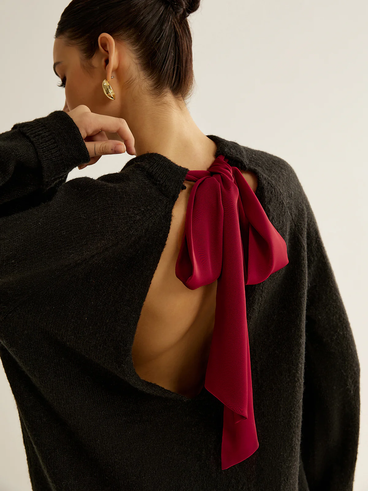 Oversized Open Back Tie Sweater - Image 6