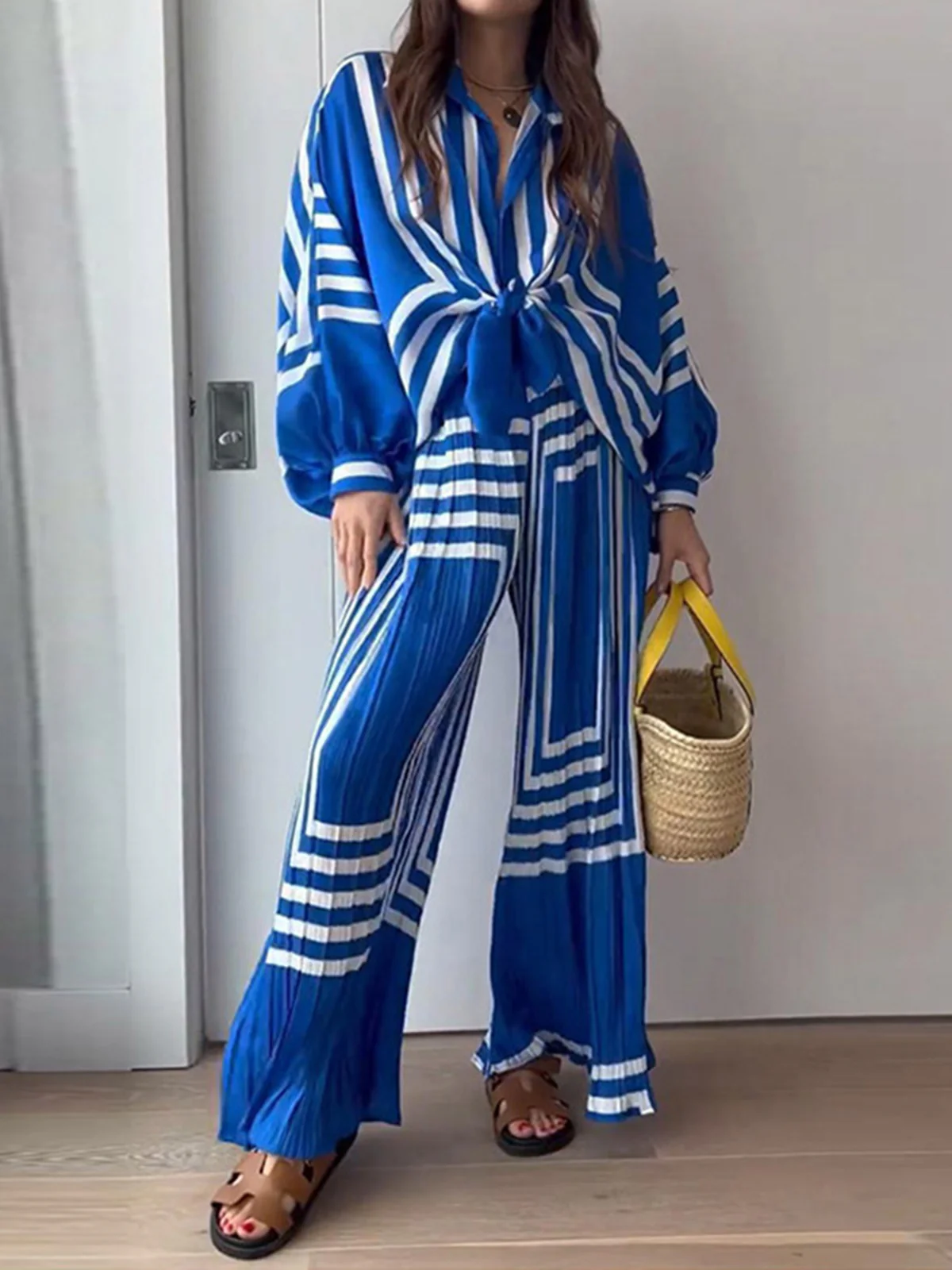 Oversized Print Vacation Pants Set - Image 3
