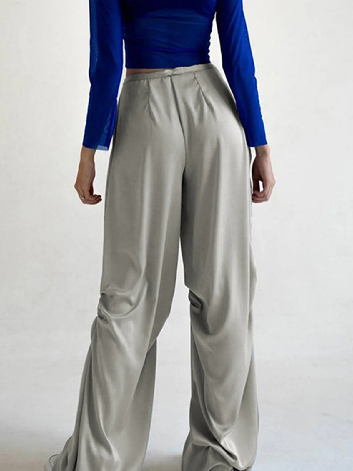 Oversized Satin Wide Leg Pants - Image 4