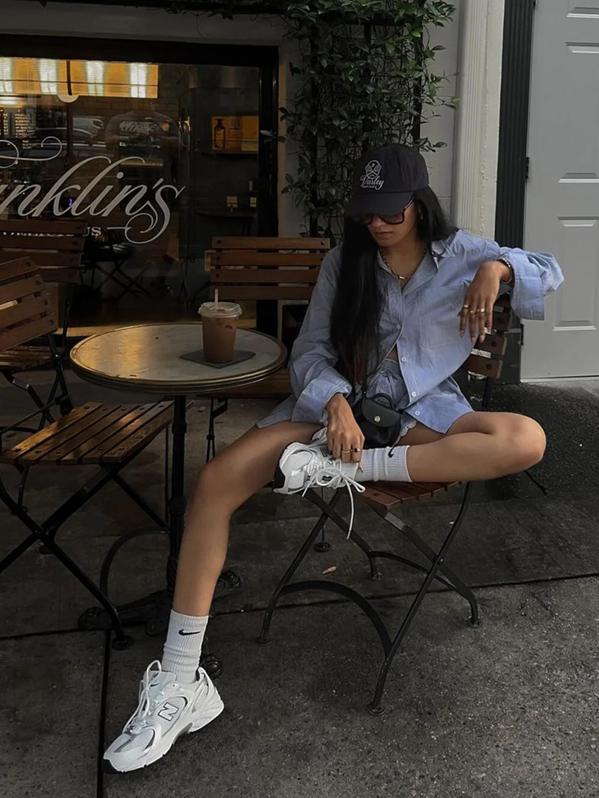 Oversized Stripe Textured Long Sleeve Shorts Set - Image 3