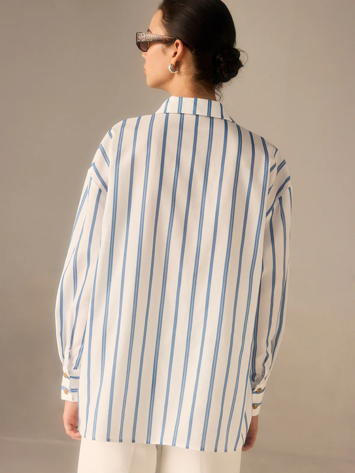 Oversized Striped Button Shirt - Image 4