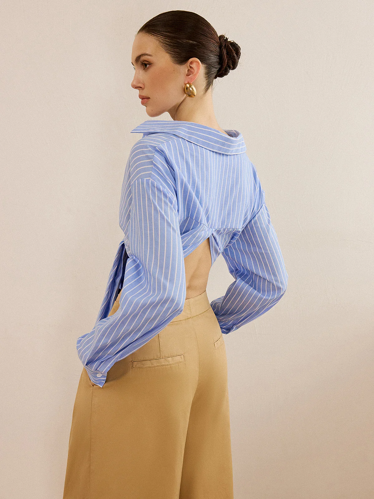 Oversized Striped Knotted Shirt - Image 5