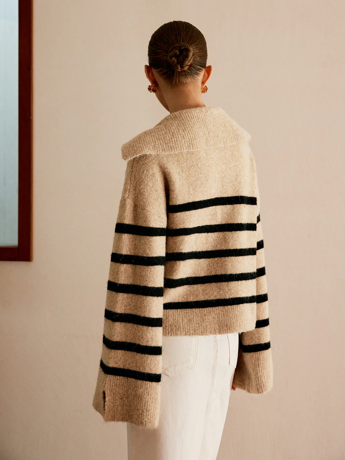 Oversized Striped Pullover Sweater - Image 2