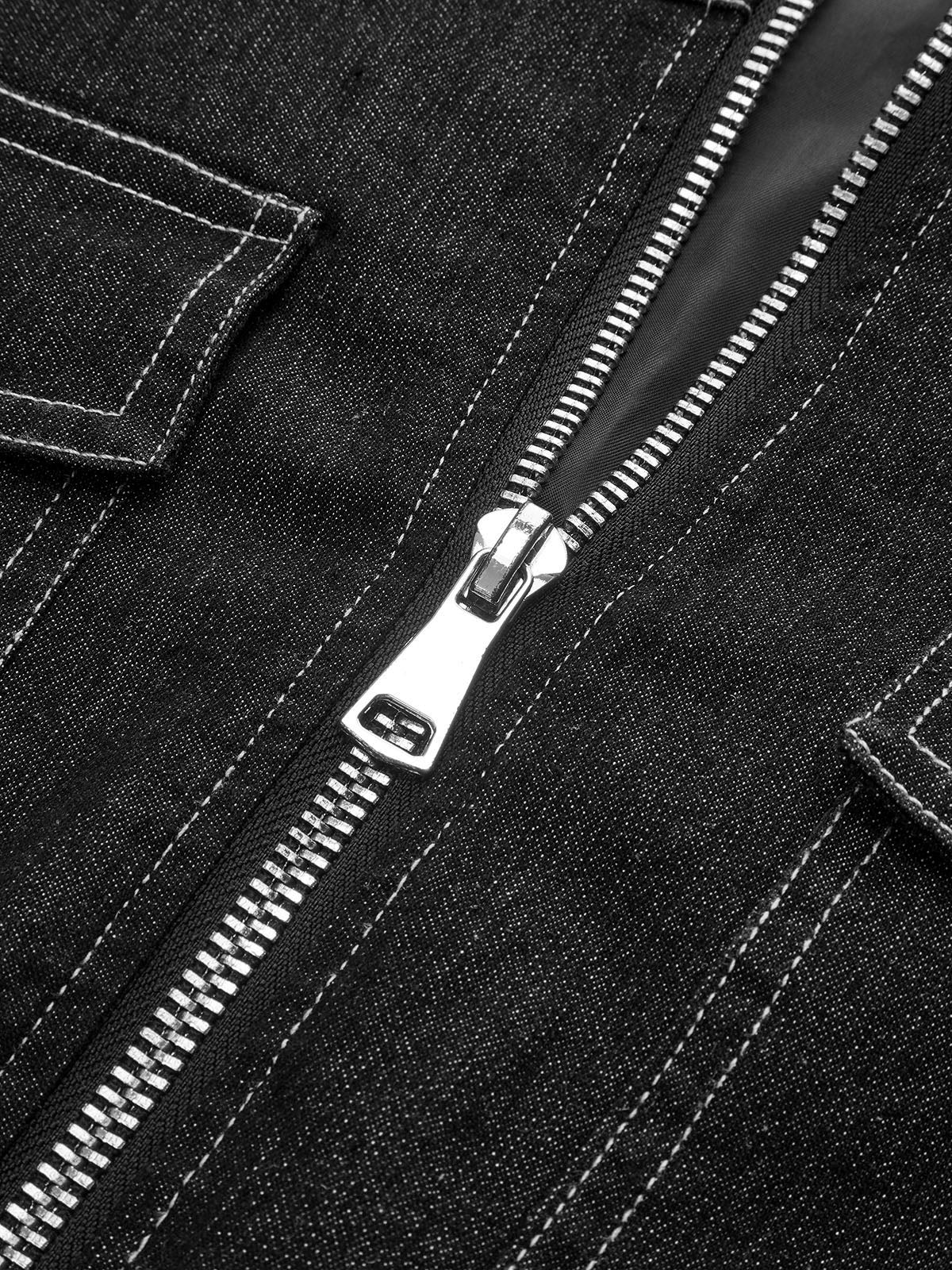 Oversized Zip Up Denim Jacket - Image 4
