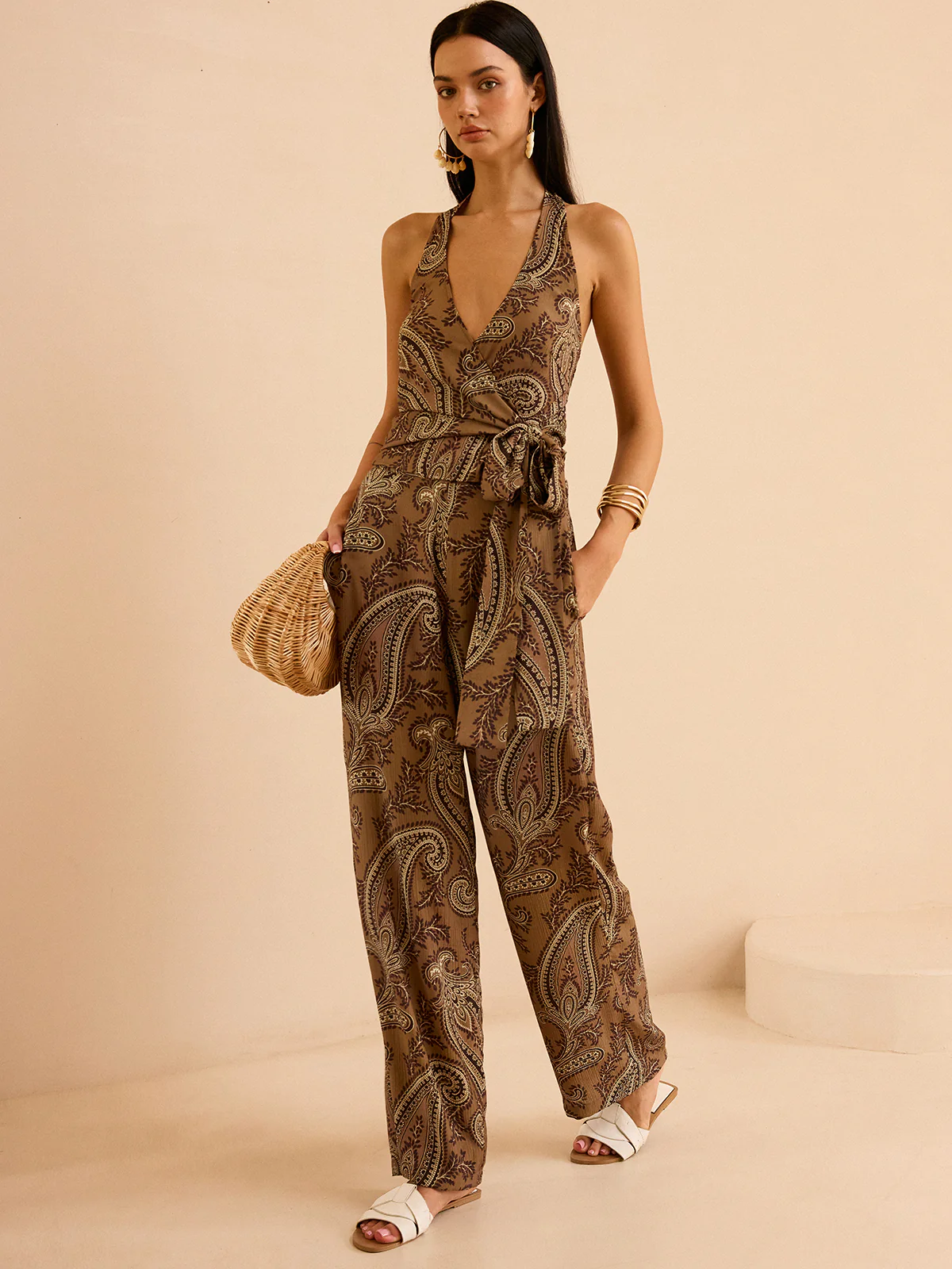 Paisley Print Halter Top and Pants Set - Image 2