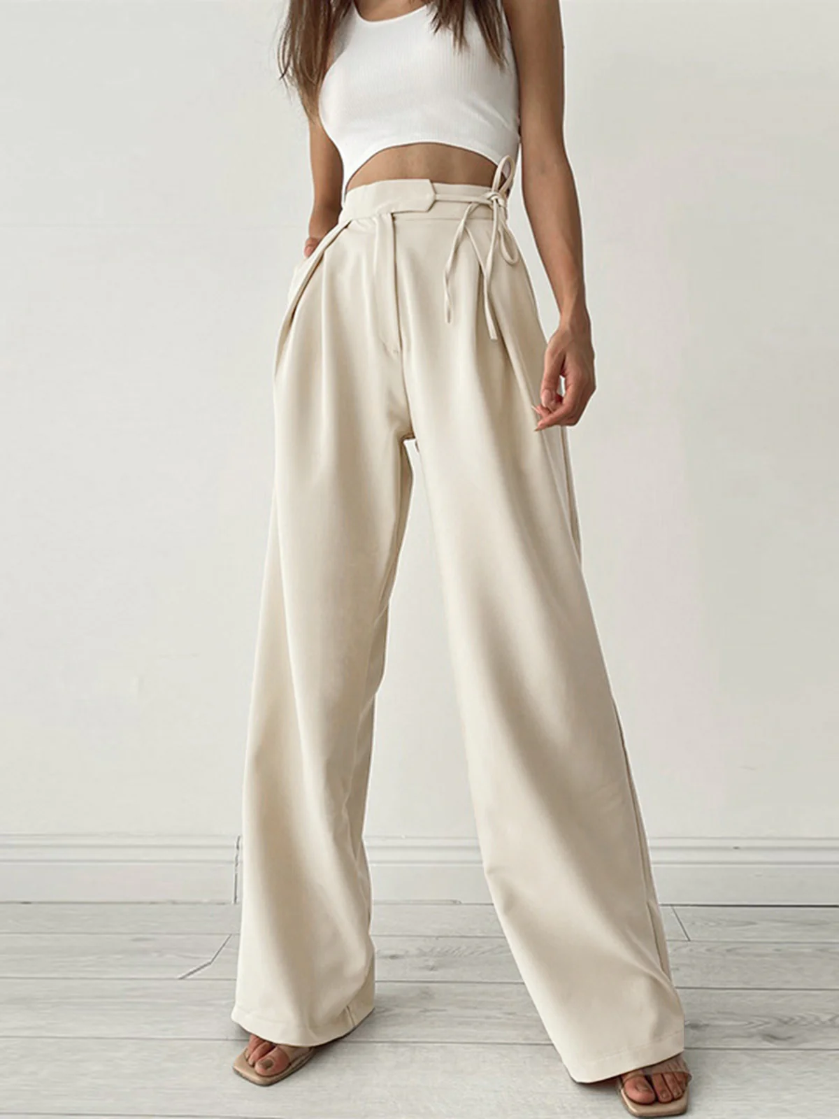 Palazzo Tied Wide Leg Dress Pants