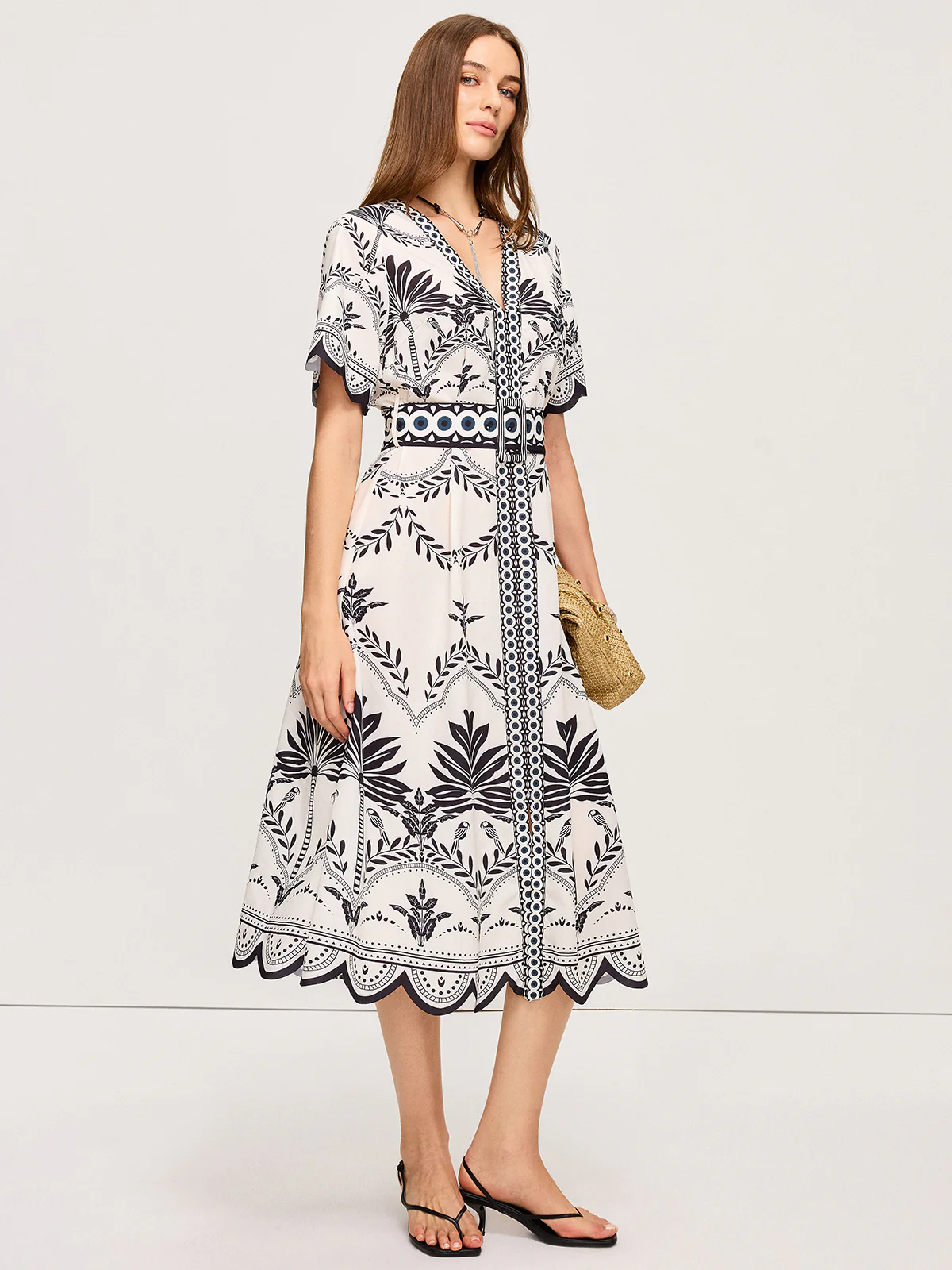 Boho Floral V-Neck Midi Dress - Image 6