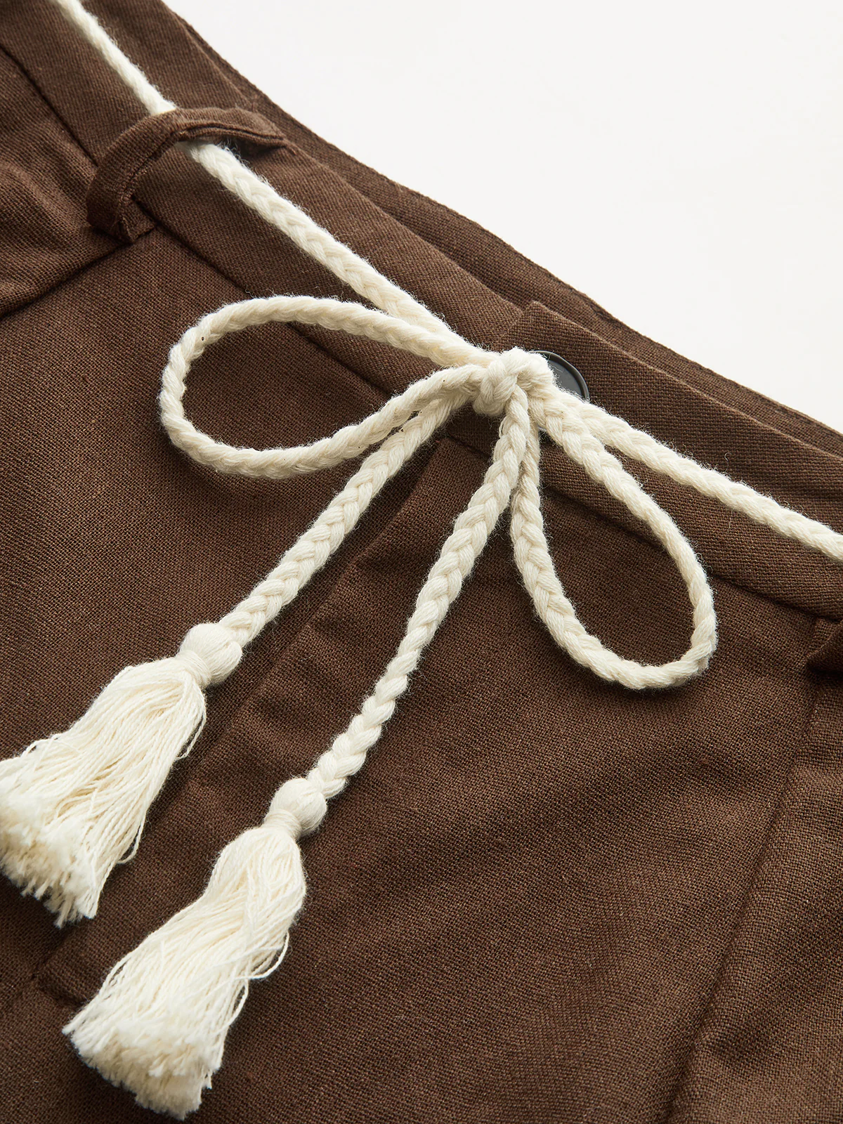 Palm Tree Embroidery Pants with Tassel Tie - Image 2