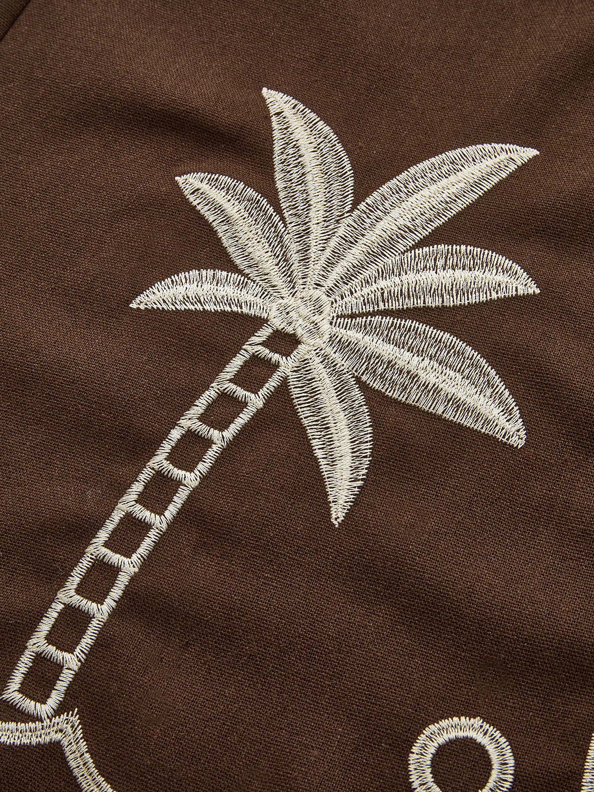 Palm Tree Embroidery Pants with Tassel Tie - Image 4