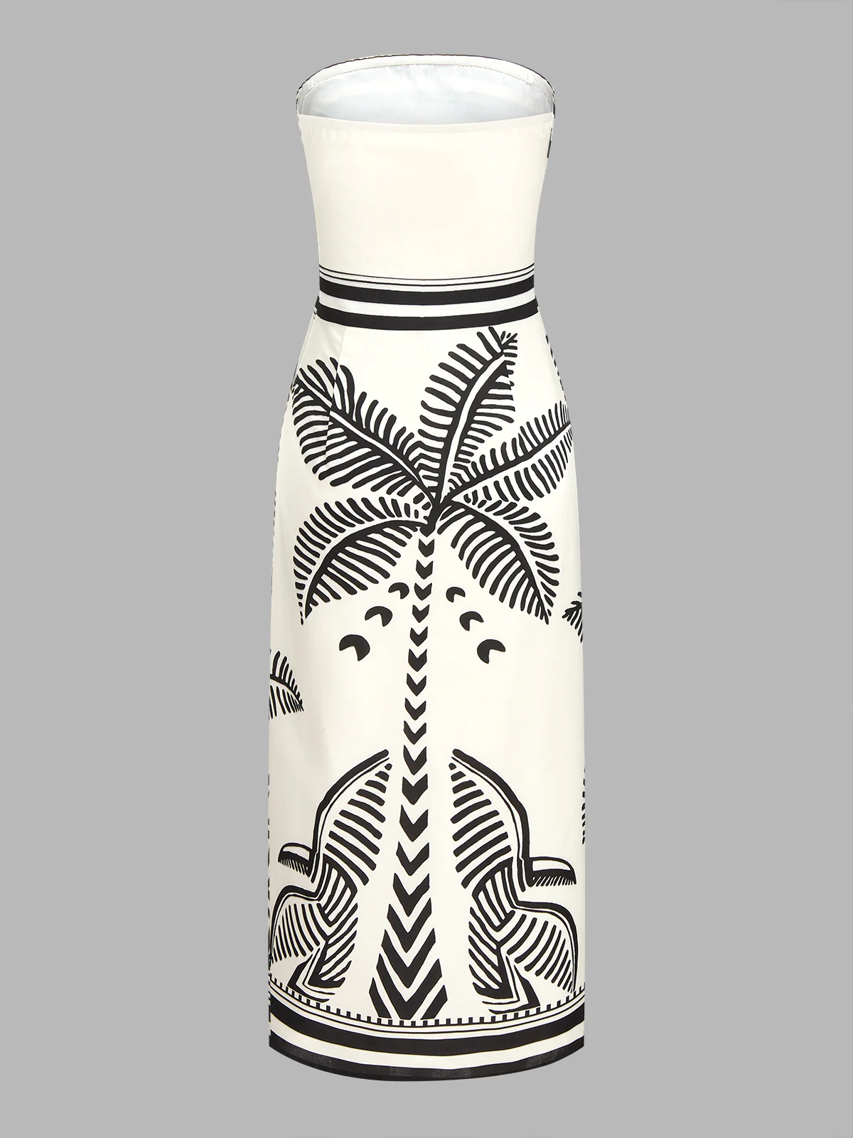 Palm Tree Print Strapless Wrap Maxi Dress - Image 3