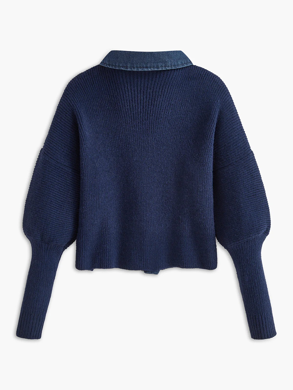 Panel Breasted Stretch Lapel Knit Top - Image 2