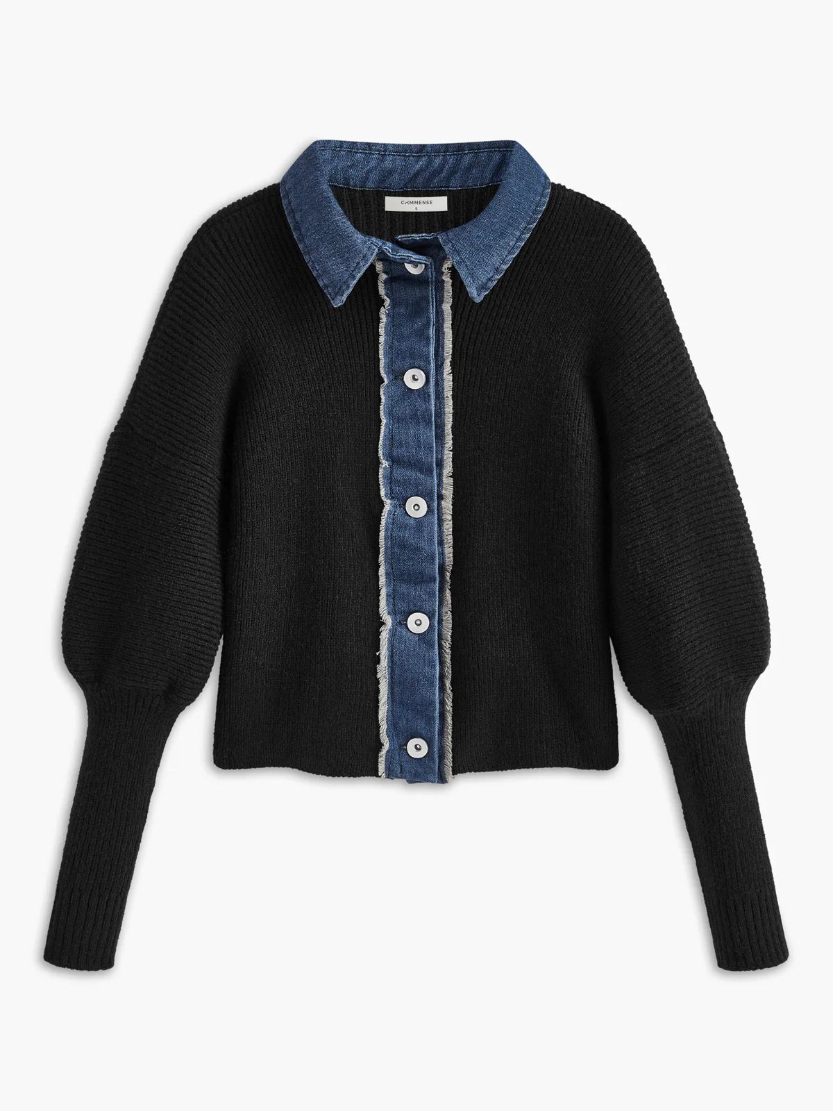Panel Breasted Stretch Lapel Knit Top - Image 5