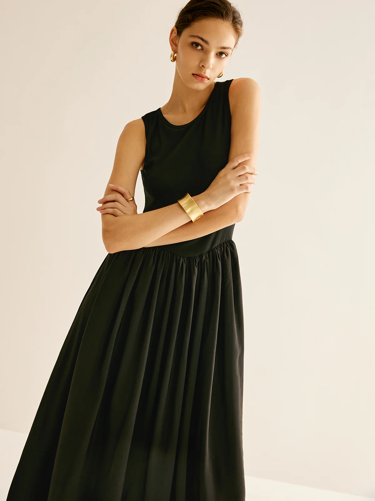 Panel Pleated Jersey Tank Dress - Image 6