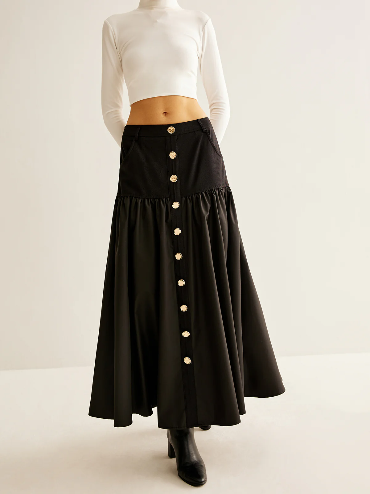 Panel Pockets Umbrella Skirt - Image 2