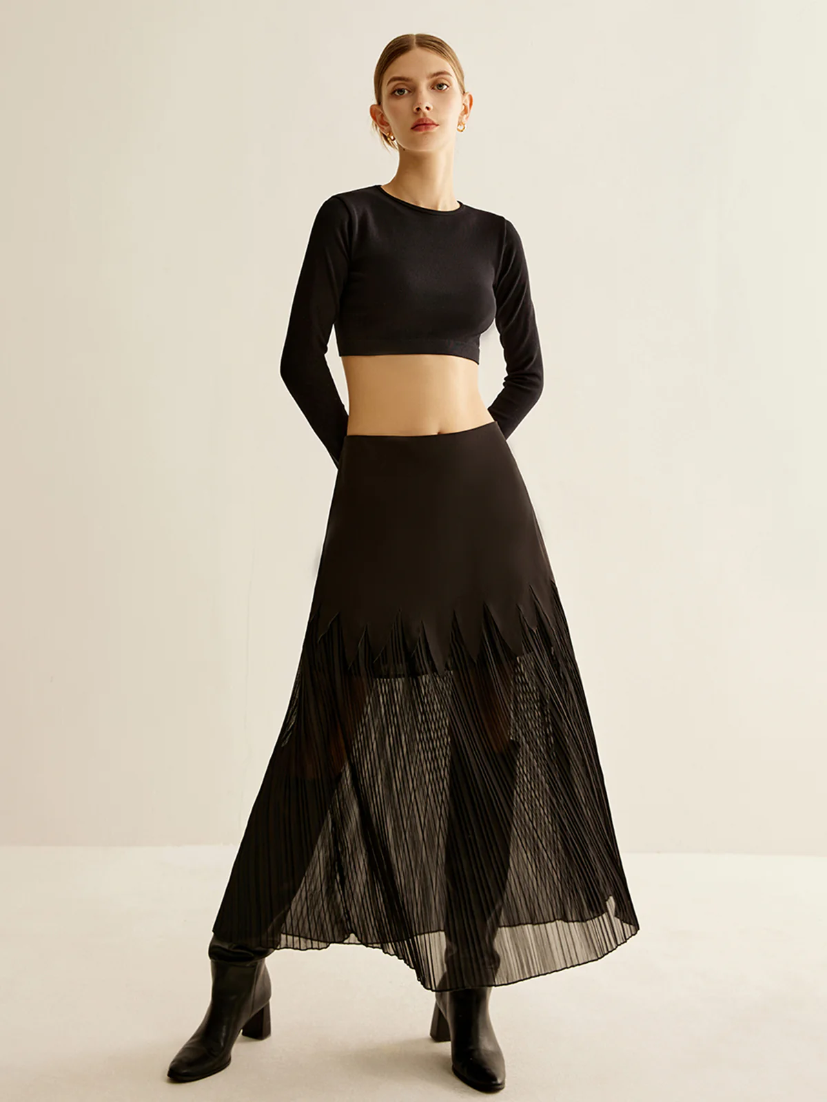 Panel Sheer Zipper Midi Skirt - Image 5