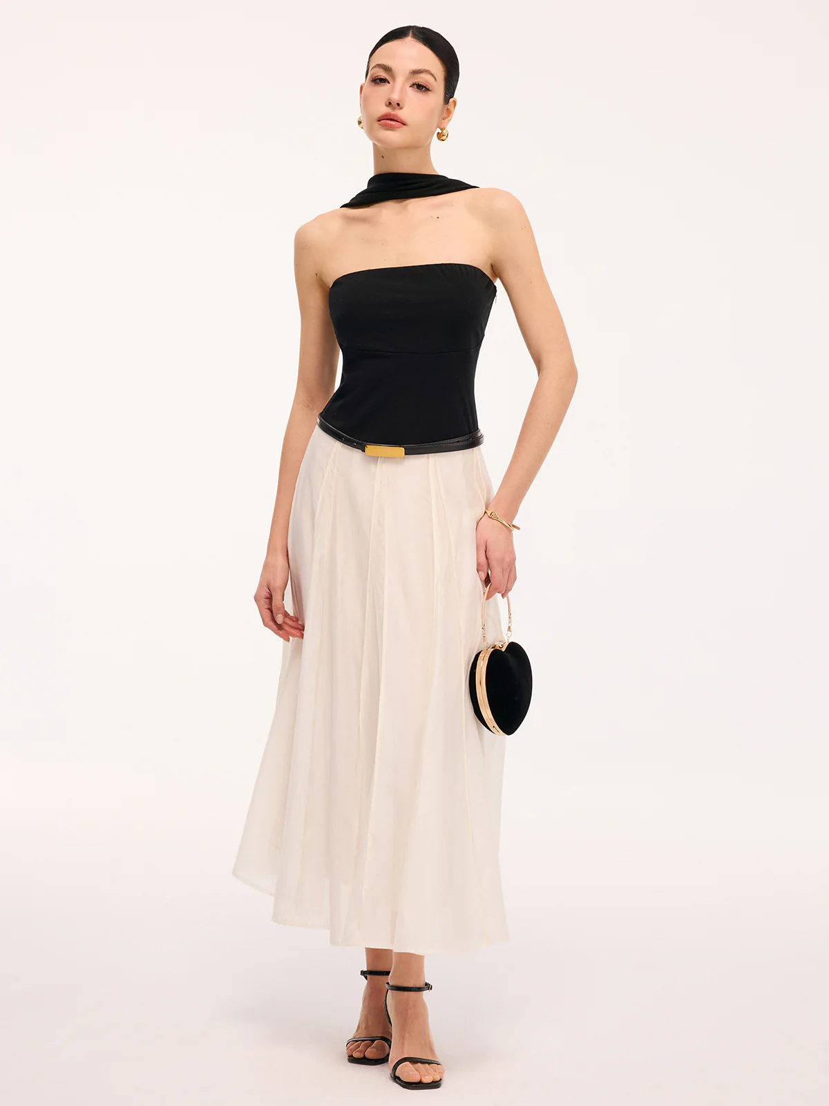 Paneled Design Color-Block Halter Backless Maxi Dress - Image 2
