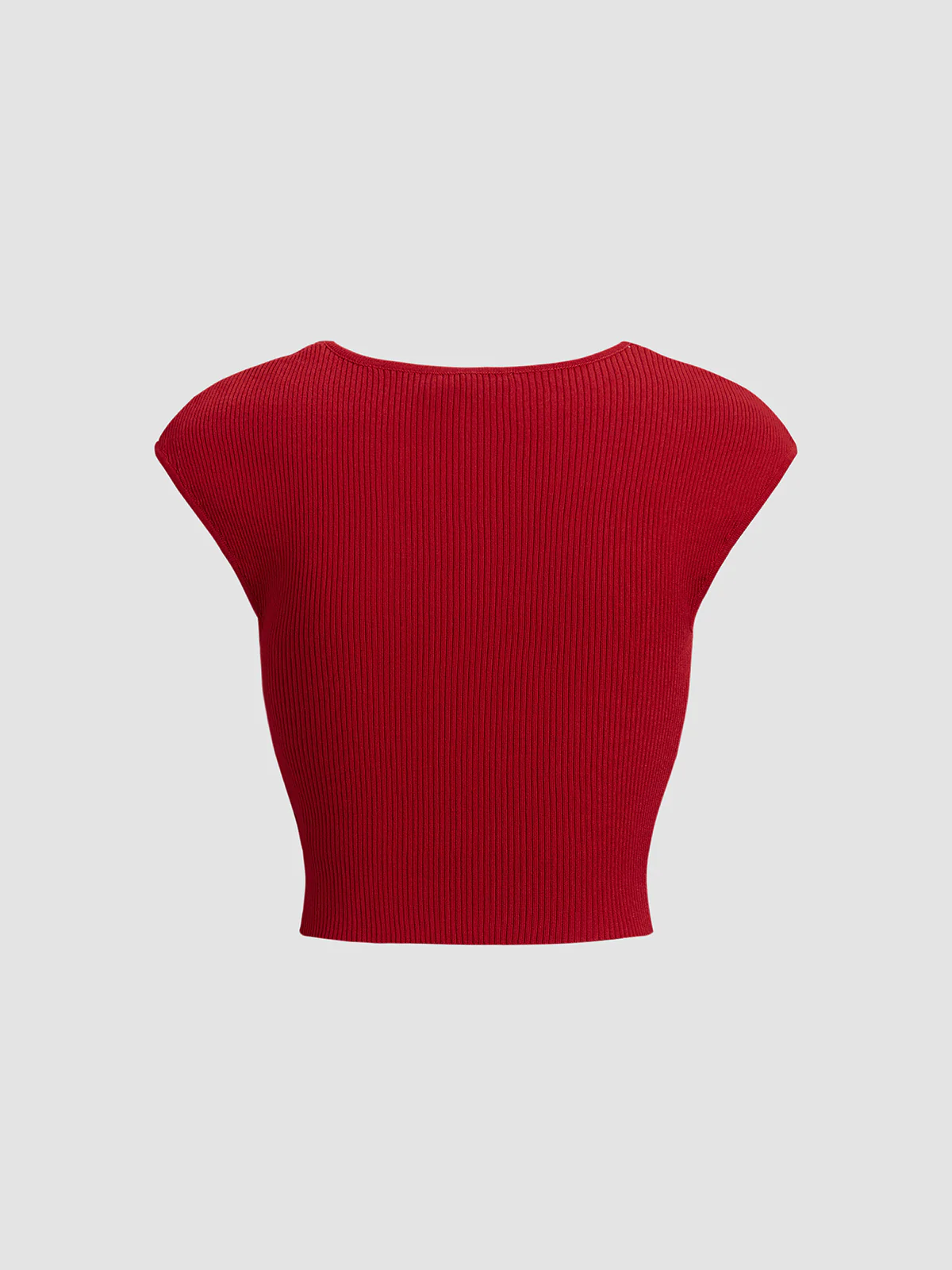 Paris Square Neck Ribbed Crop Knit Top - Image 2