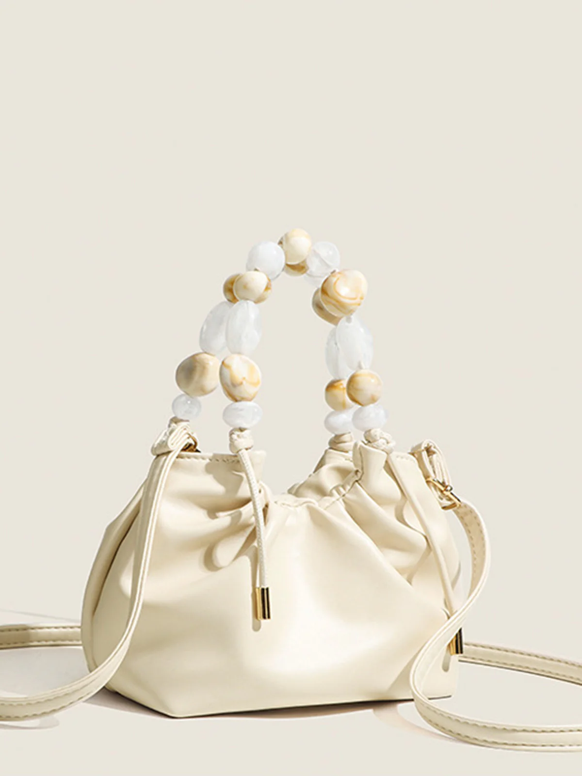 Pastel Beaded Handle Hobo Bag - Image 2