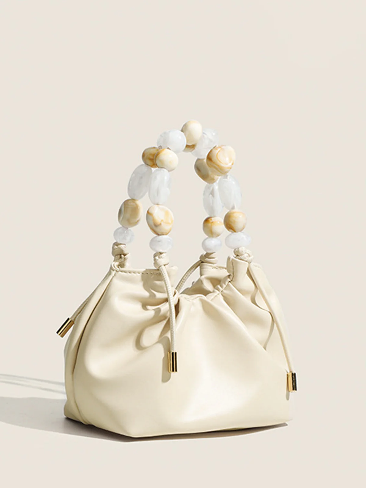 Pastel Beaded Handle Hobo Bag - Image 3