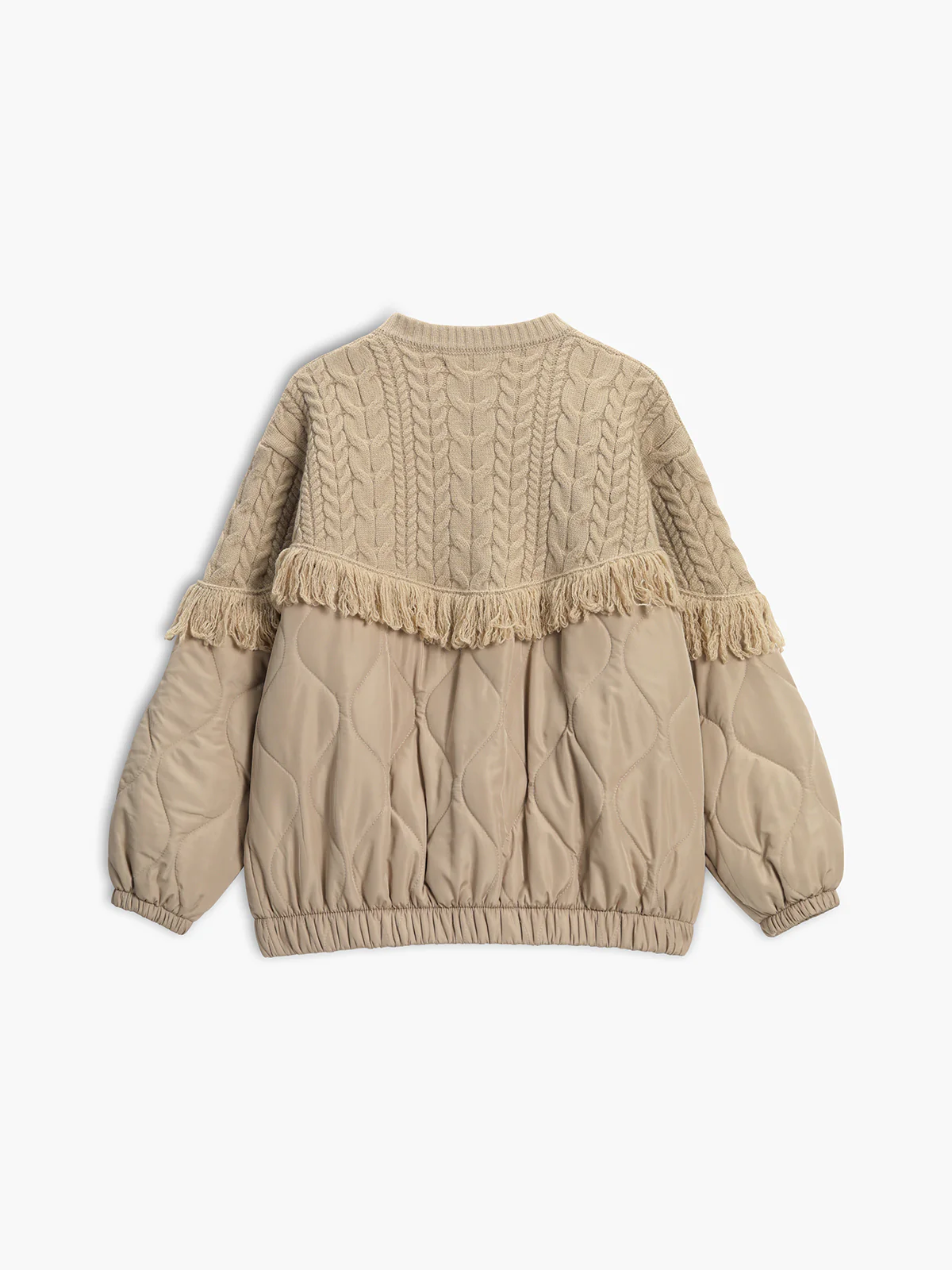 Patchwork Cable Knit Quilted Coat - Image 3