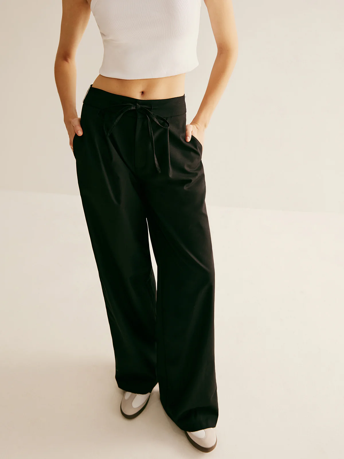 Patchwork High Waist Drawstring Pants - Image 6
