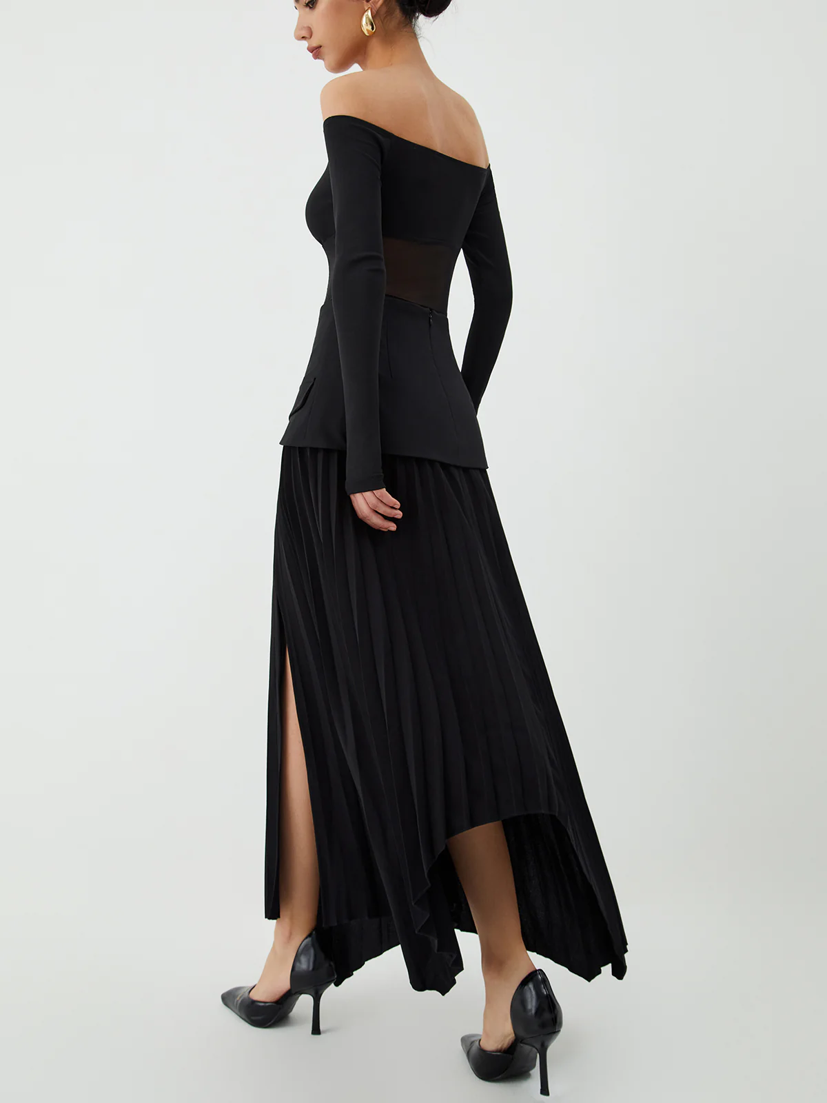 Patchwork Pleated Midi Skirt - Image 5