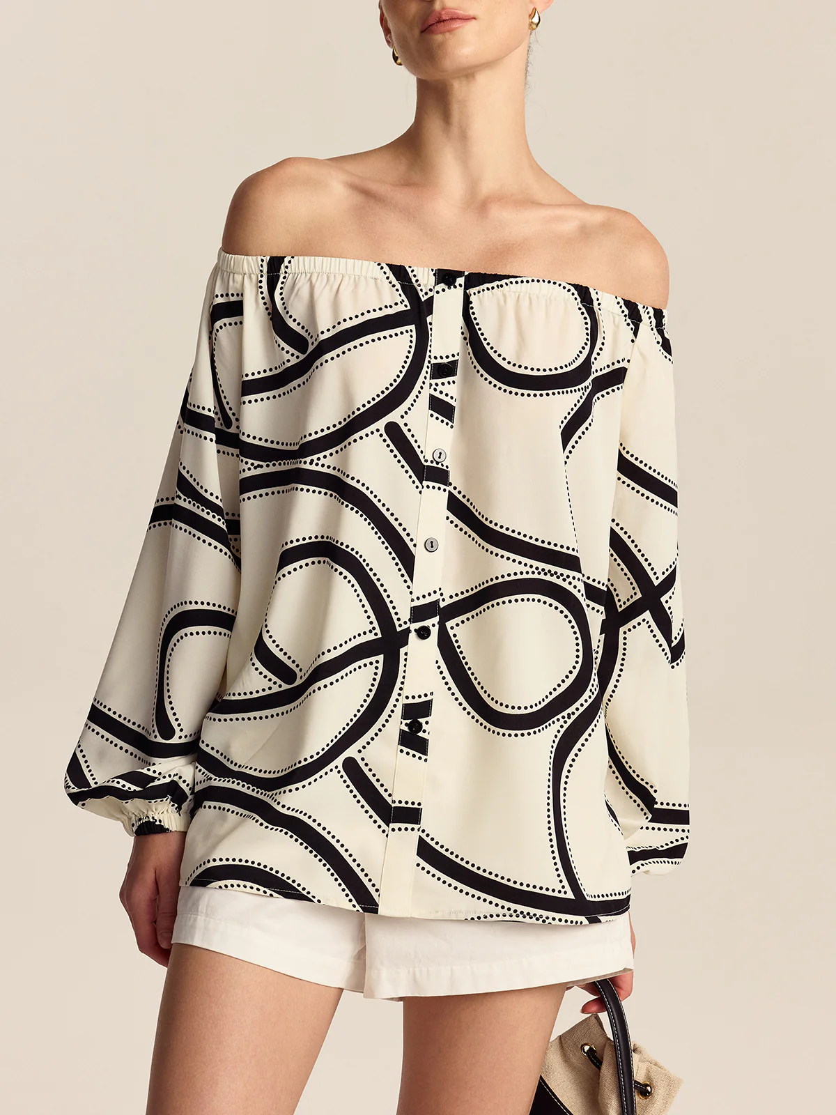 Patterned Off-Shoulder Blouse - Image 3