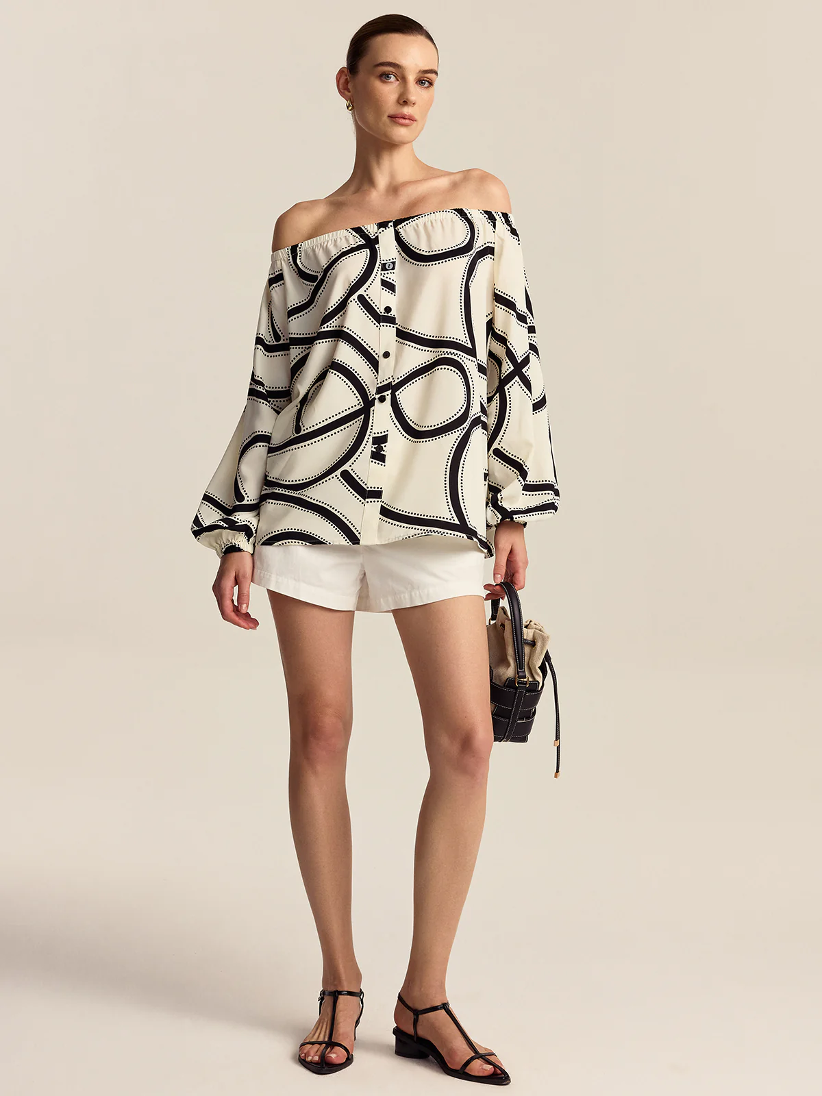 Patterned Off-Shoulder Blouse - Image 6