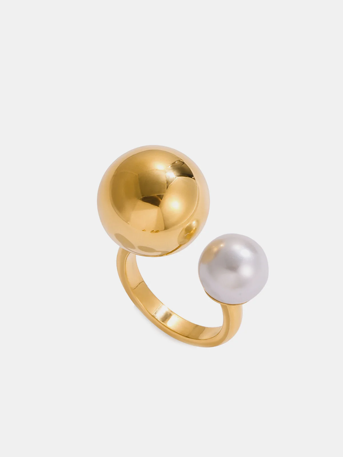 Pearl Accent Golden Open Ring - Image 2