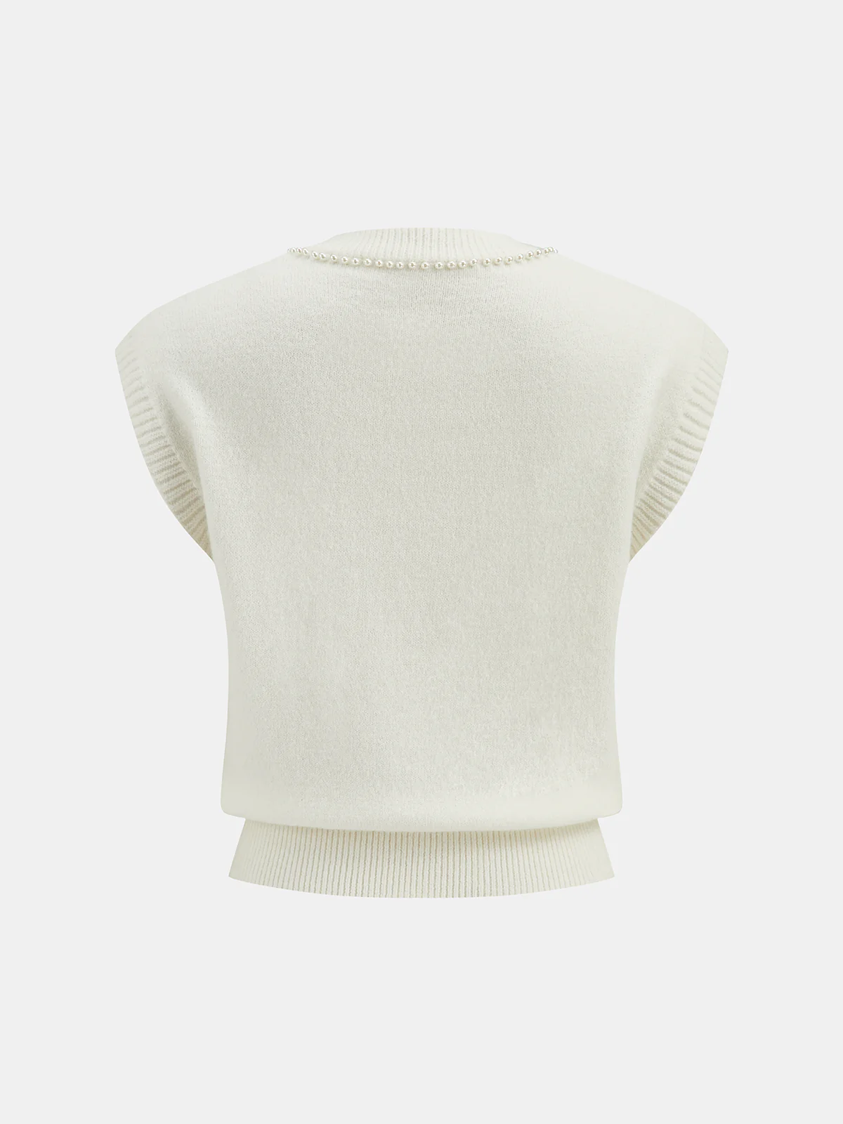 Pearl Bow Detail Cap Sleeve Knit Vest - Image 2