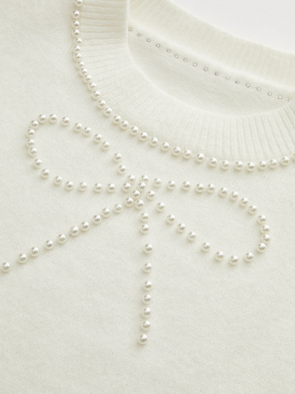 Pearl Bow Detail Cap Sleeve Knit Vest - Image 3