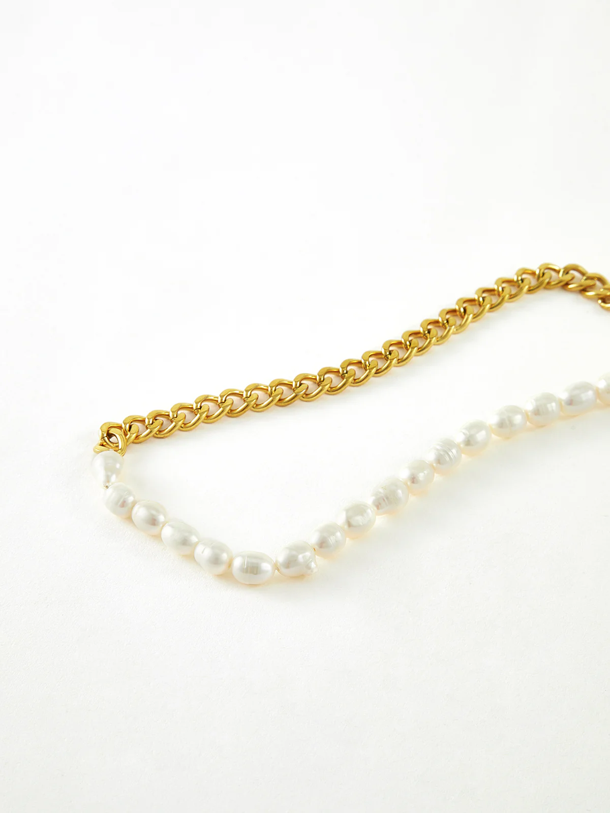 Pearl Chunky Chain Lariat Necklace - Image 3