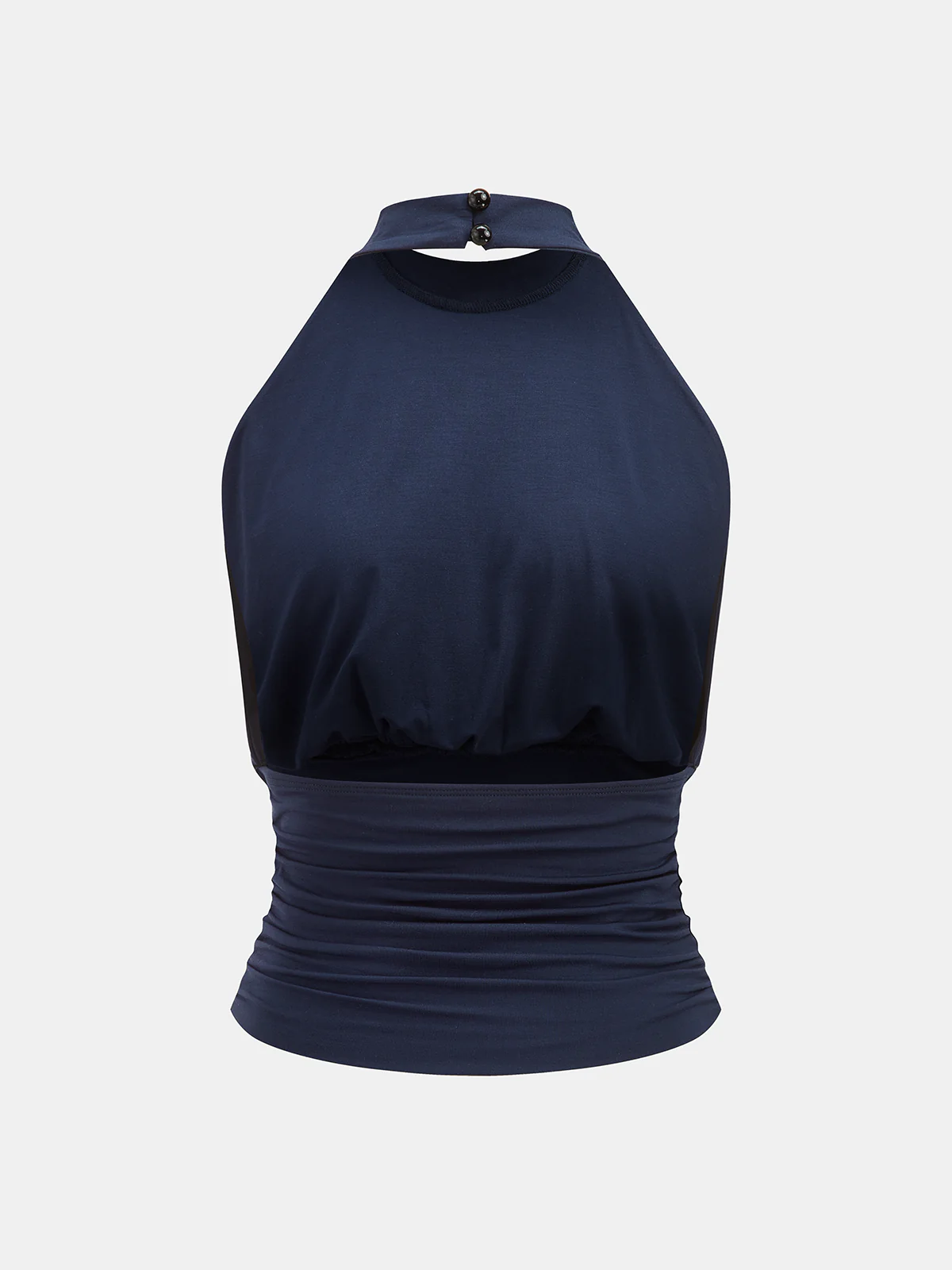 Pearl Embellished Ruched Halter Tank Top - Image 2