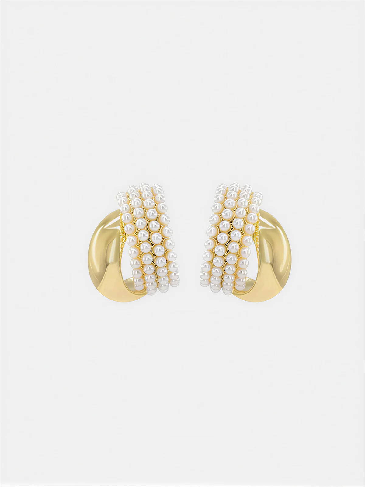 Pearl Gold Arc Hoop Earrings - Image 2