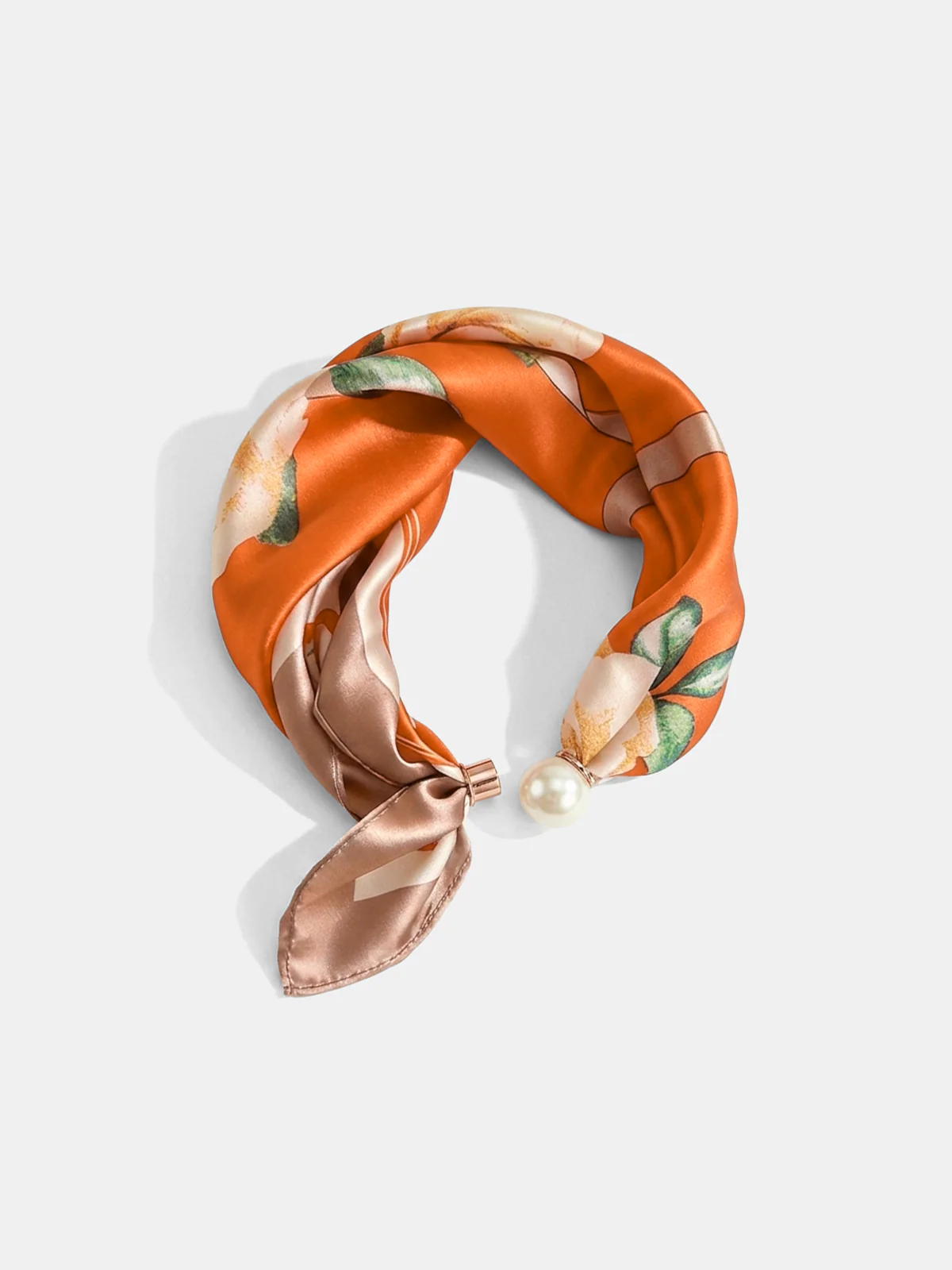 Pearl Magnetic Buckle Floral Print Scarf - Image 2