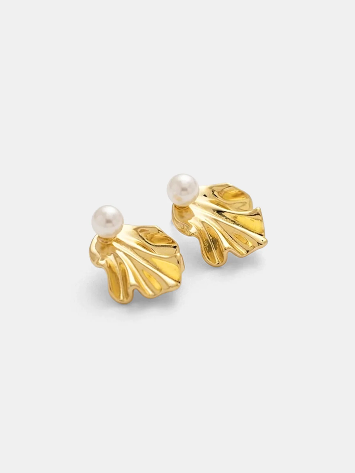 Pearl Shell Shaped Stud Earrings - Image 2