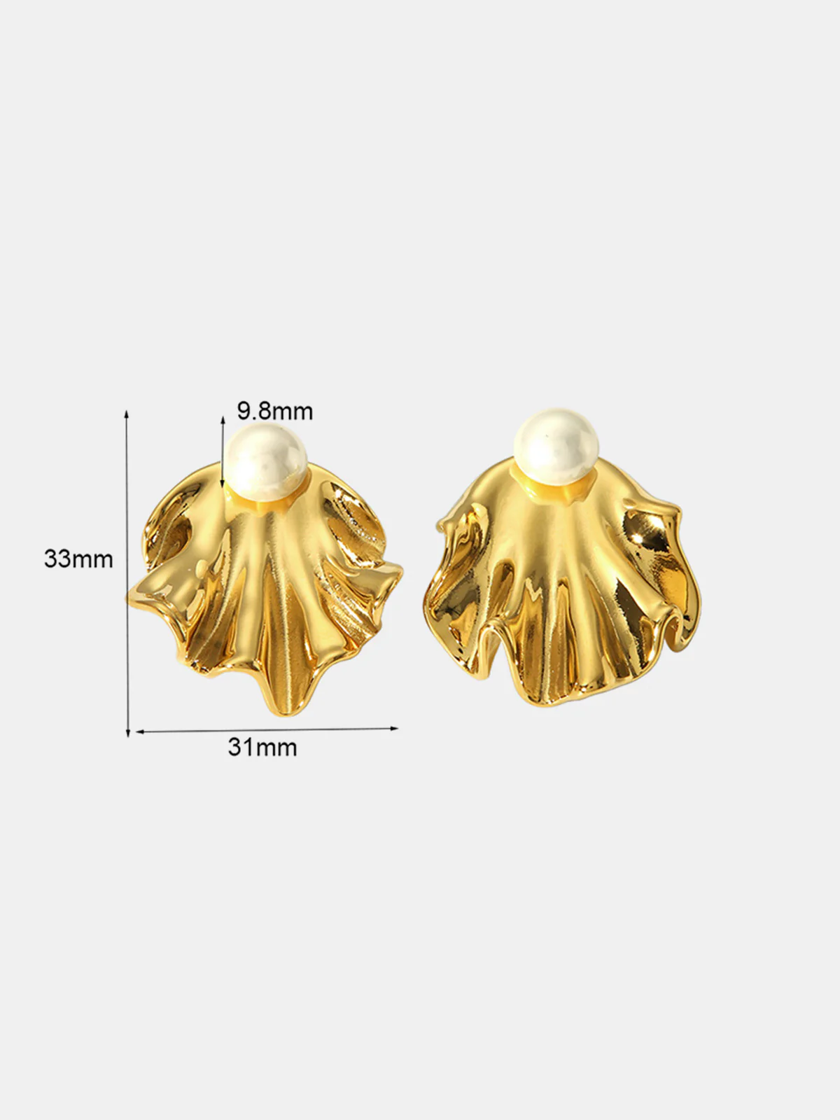Pearl Shell Shaped Stud Earrings - Image 3