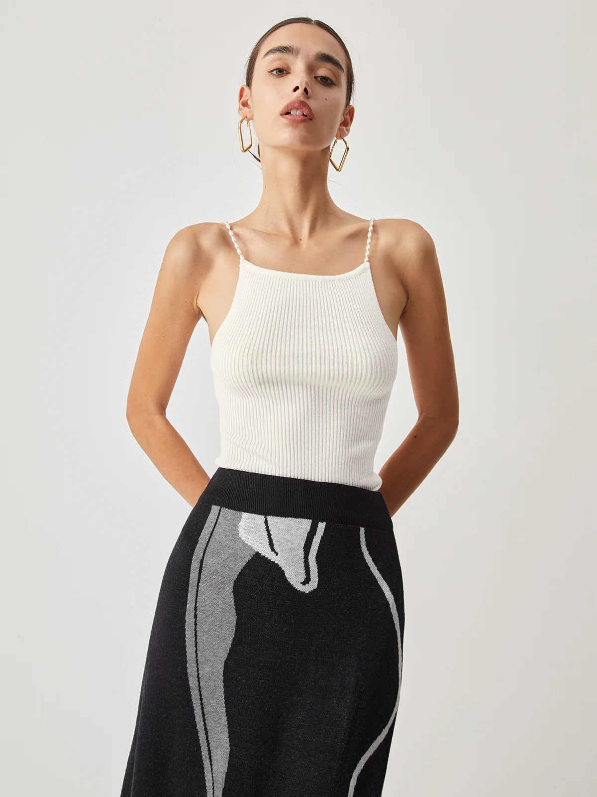Pearl Strap Rib Cami Top - Image 2