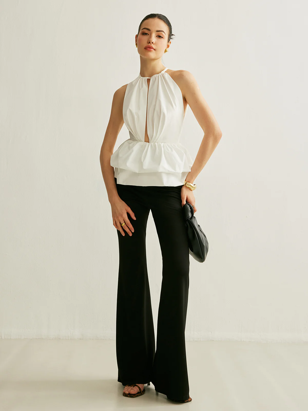 Peplum Keyhole Neck Top - Image 3