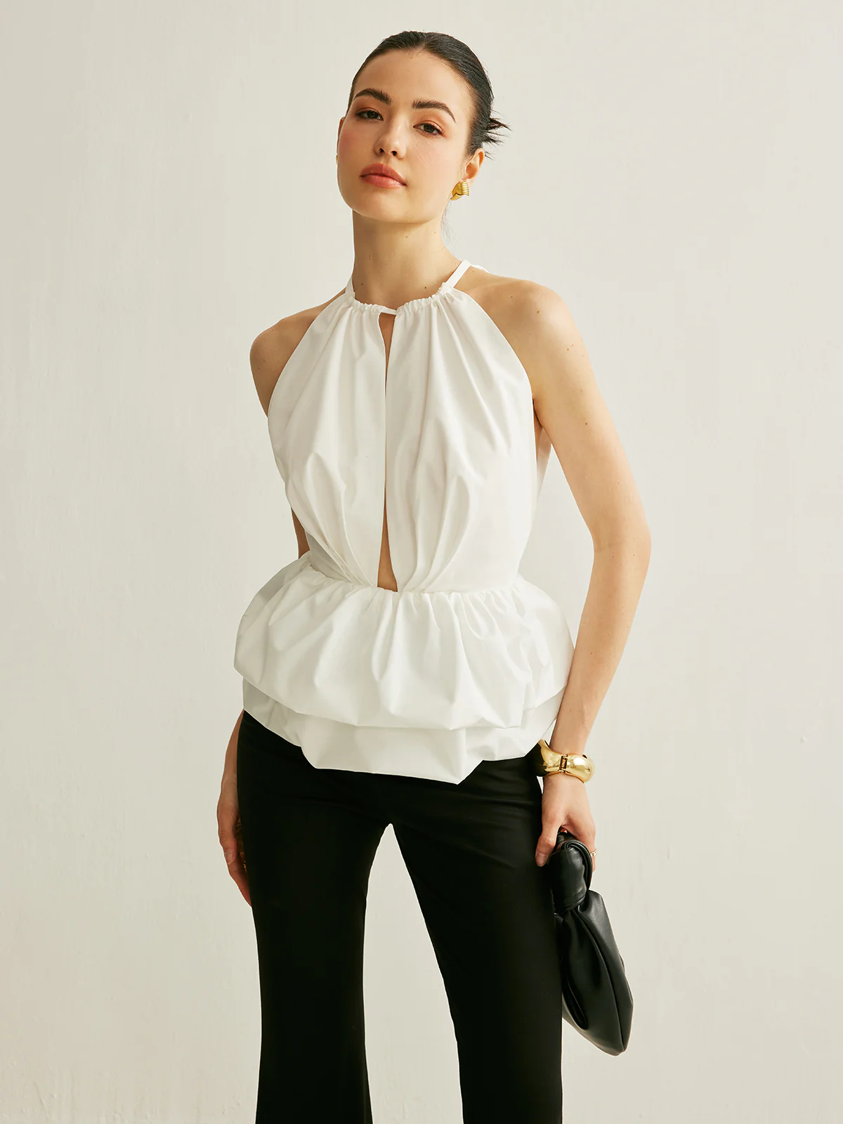 Peplum Keyhole Neck Top - Image 4