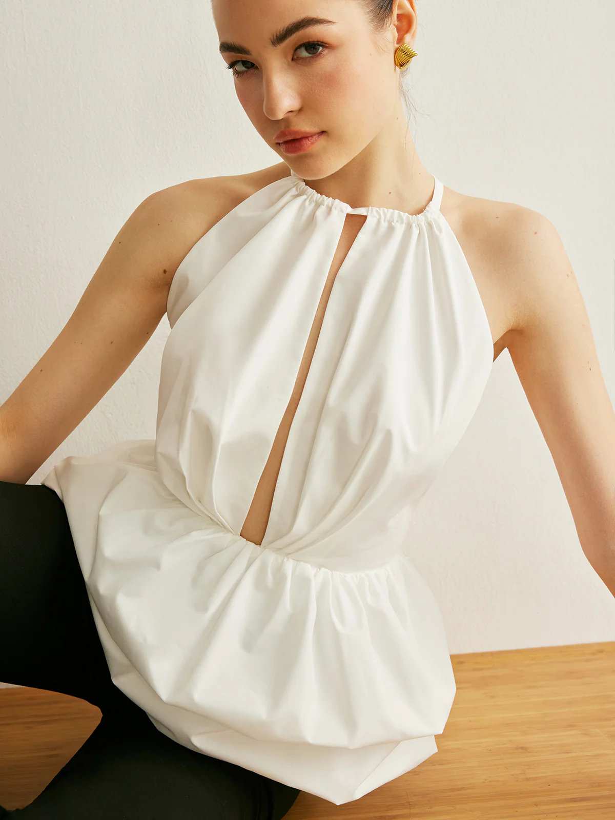 Peplum Keyhole Neck Top - Image 5