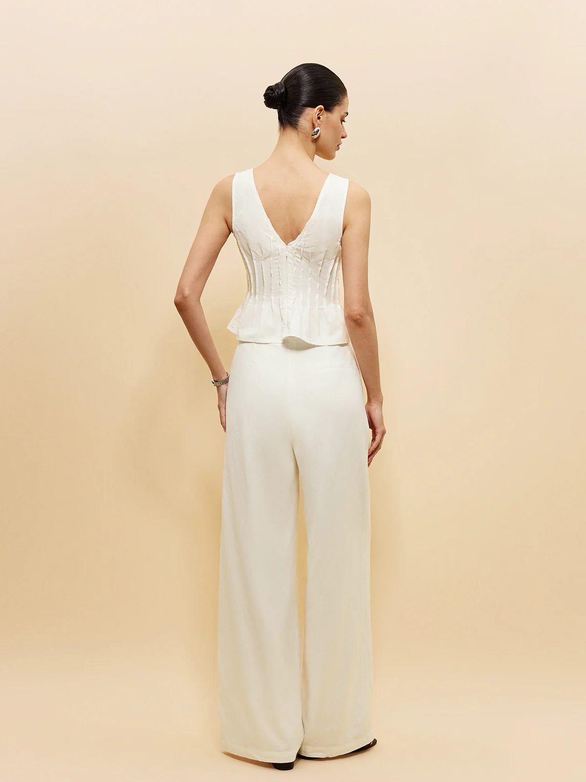 Peplum Top With Wide-Leg Pants Set - Image 6