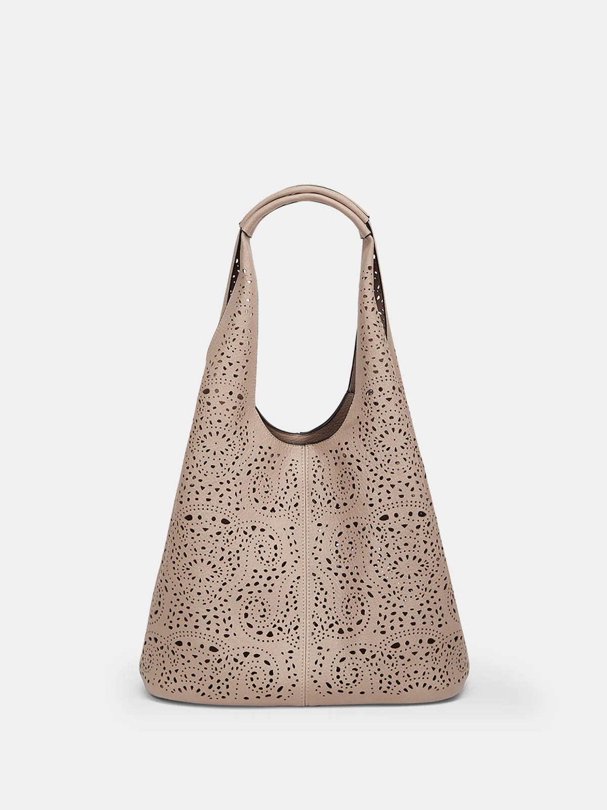 Perforated Floral Large Hobo Bag