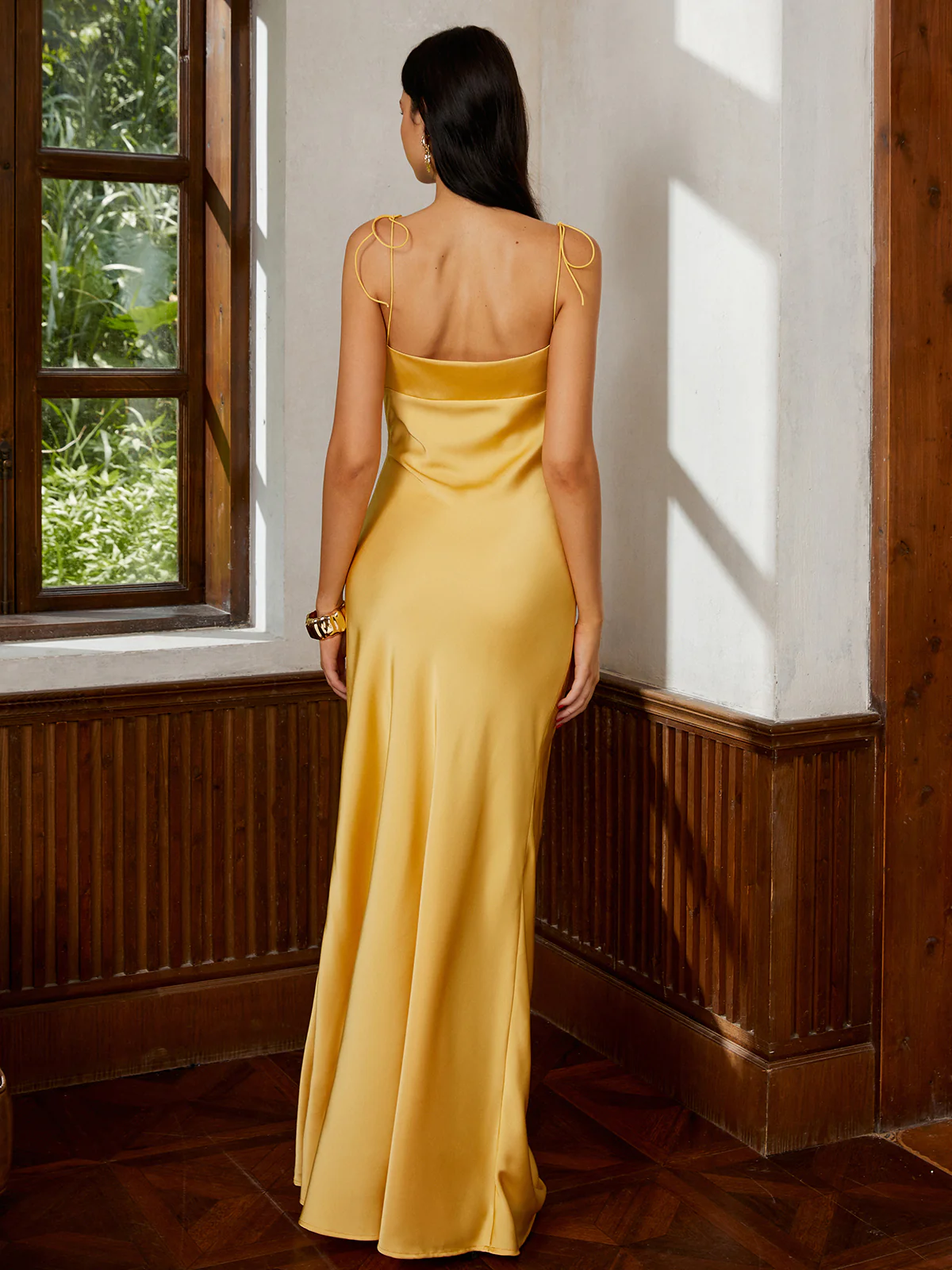 Petal Bandeau Lace Up Long Dress - Image 2