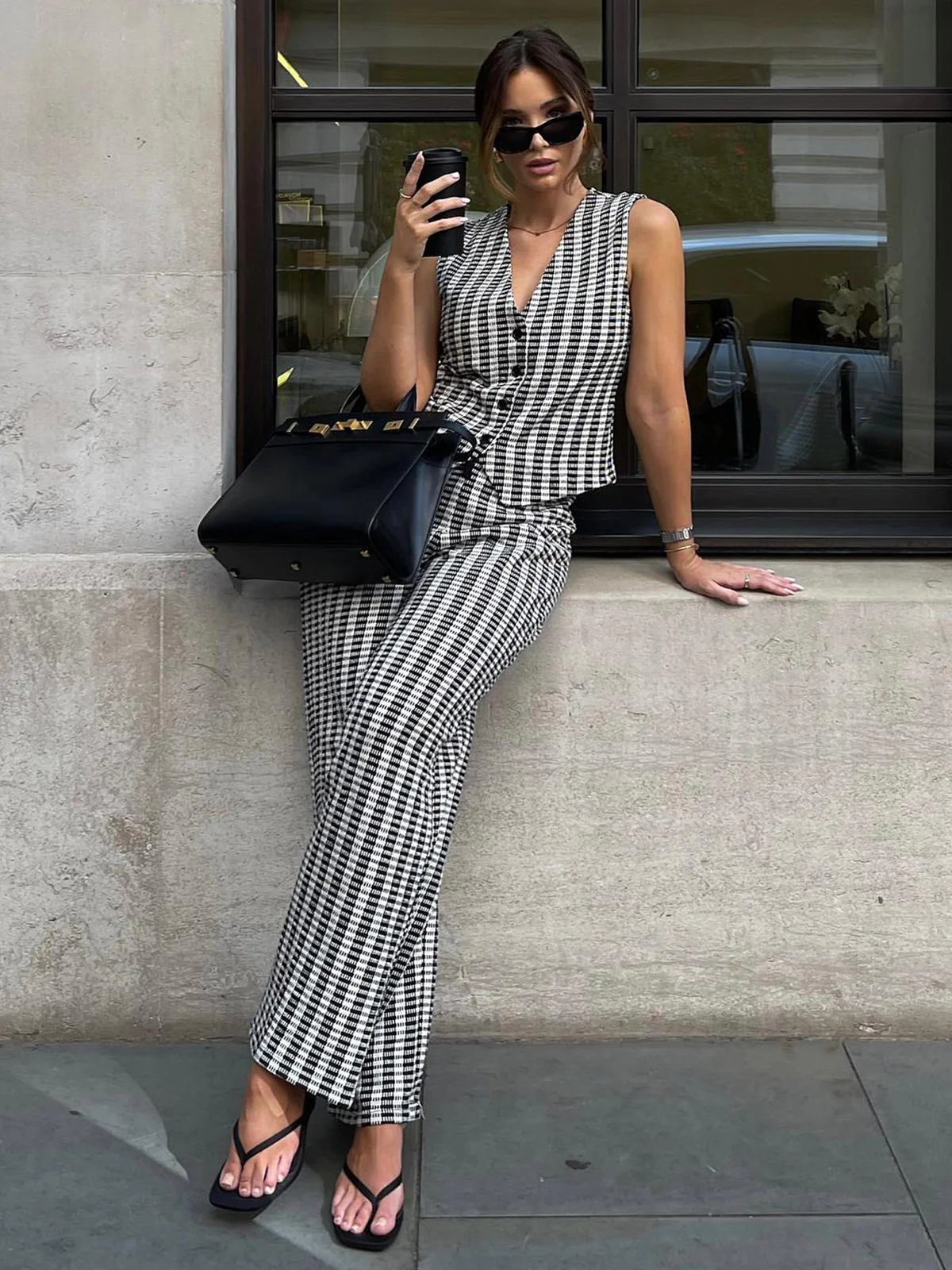 Pinstripe Eyelet Knit Vest - Image 2
