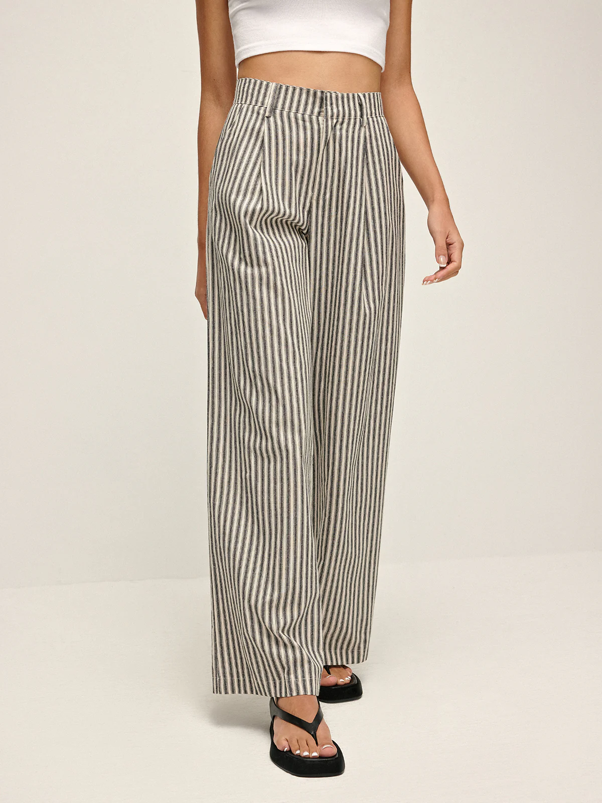 Pinstripe High-Waist Long Pants - Image 4