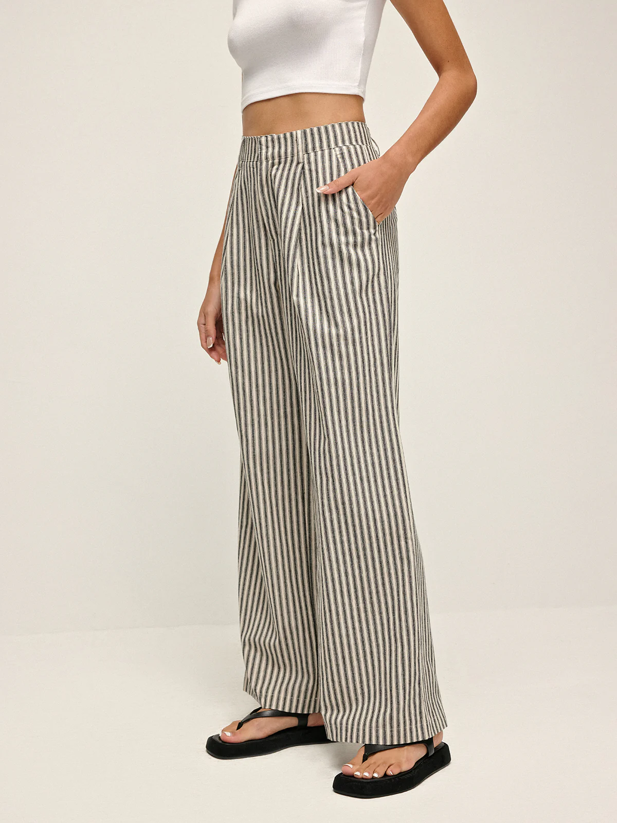 Pinstripe High-Waist Long Pants - Image 5