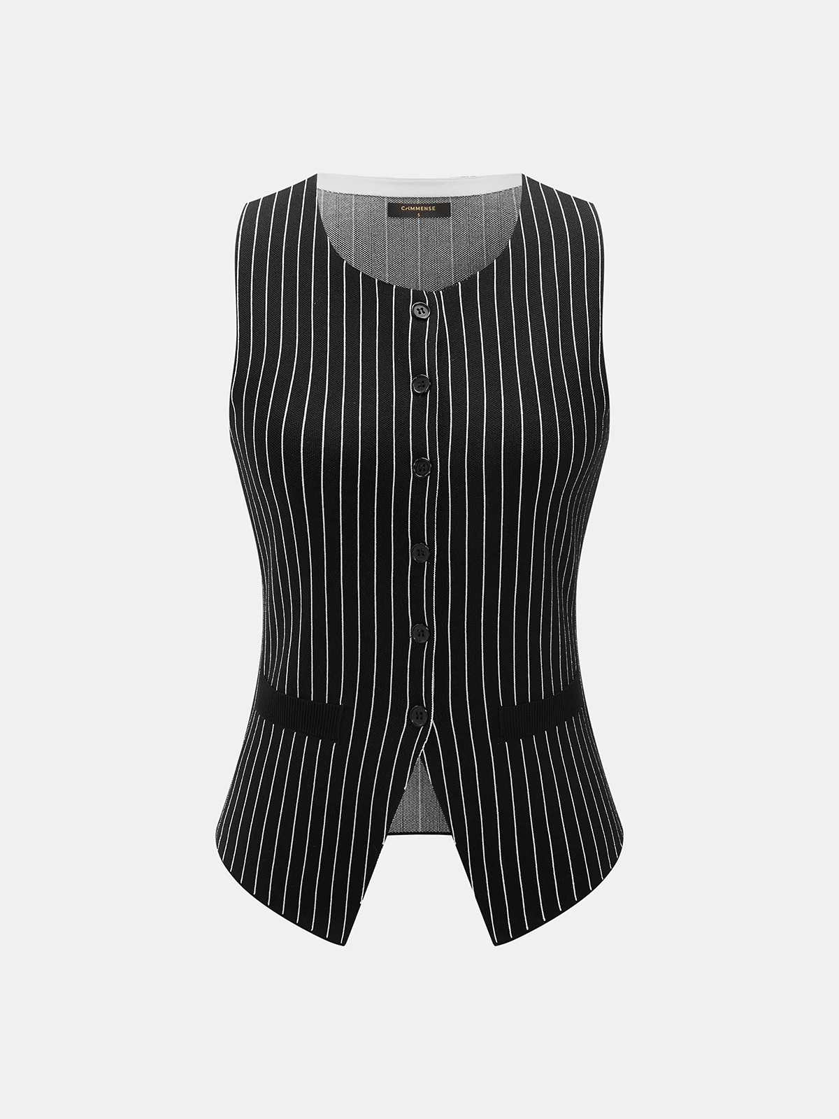 Pinstripe Knit Vest & Wide Leg Pants Set - Image 2